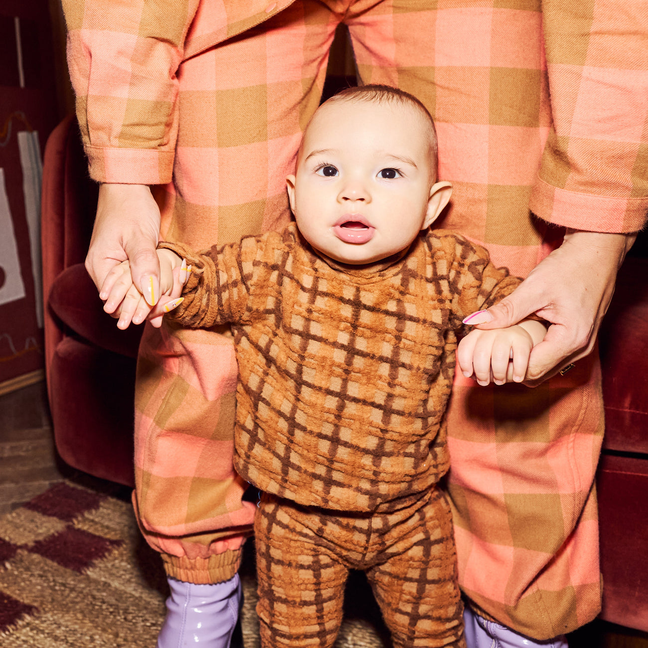Marley Fluffy Brown Checked Leggings